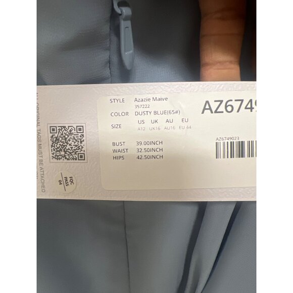 Azazie Maive Dusty Blue One-Shoulder Ruched Chiffon Bridesmaid Dress Size A12 - Picture 9 of 11